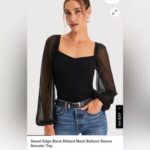 Lulu's Sweet Edge Black Sweater Top